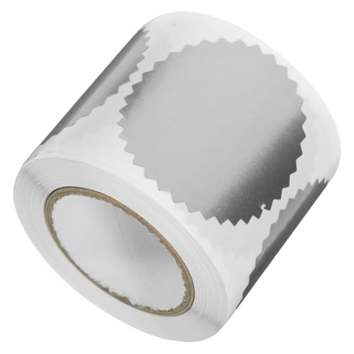 PartyKindom 1 Rolle Zahnkantenaufkleber Und Stempel Siegel Aufkleber Hochzeit goldene Aufkleber Größe Folienmedaillenaufkleber Aufkleber für Abschlussmedaillen Papier Silver von PartyKindom