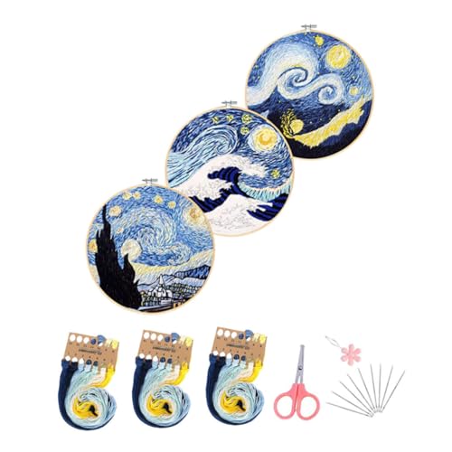 PartyKindom 1 Satz DIY Kreuzstich Set für Anfänger und Van Gogh Sternenhimmel Stickerei Kit mit Mustern Zubehör und Anleitungen für Kreative Raumdekoration PartyKindom 1 Satz DIY Kreuzstich Set für Anfänger und Van Gogh Sternenhimmel Stickerei Kit mit Mustern Zubehör und Anleitungen für Kreative Raumdekoration von PartyKindom