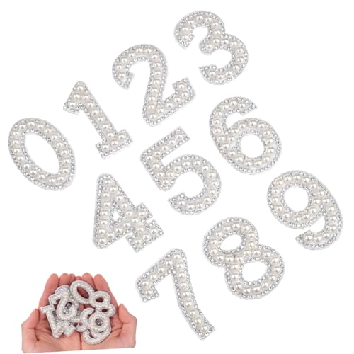 PartyKindom 1 Satz Digitale Diamantaufkleber Kleidung Nummernaufnäher für Jacken Number Patches Perle sticken Zahlenapplikation Nummernaufnäher aus Strass abnehmbare Zahlenaufkleber Vlies Weiß PartyKindom 1 Satz Digitale Diamantaufkleber Kleidung Nummernaufnäher für Jacken Number Patches Perle sticken Zahlenapplikation Nummernaufnäher aus Strass abnehmbare Zahlenaufkleber Vlies Weiß von PartyKindom