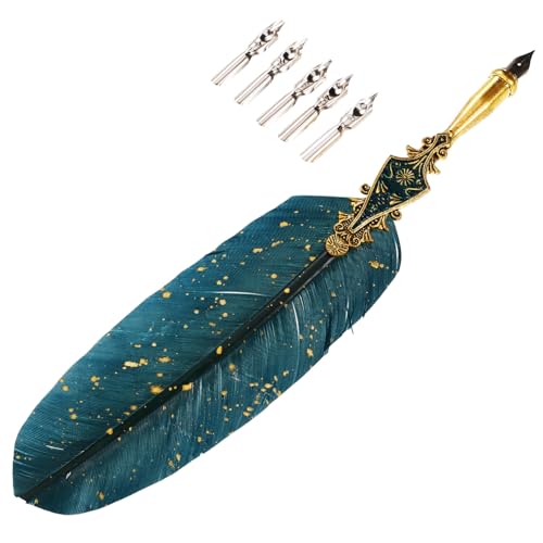 PartyKindom 1 Satz Federkiel-Set Kalligraphie Brief Hochzeit Gold Dip-Stift zeichnen Füllfederhalter mit Stiftspitze Pflaume Füllfederhalter Retro Quill Stift kreativer Federkiel Plastik Grün von PartyKindom
