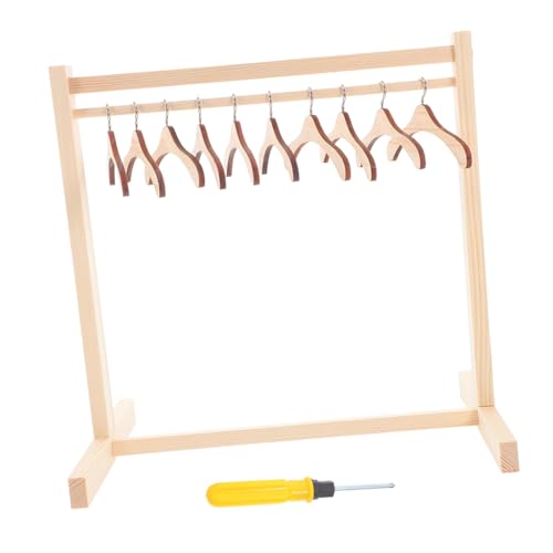 PartyKindom 1 Satz Holz Puppen Kleidung Rack Miniatur Puppen Kleiderbügel für Puppenhaus Zubehör zum Organisieren von Prinzessinnenkleidern und Outfits von PartyKindom