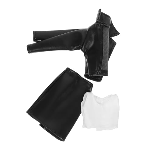 PartyKindom 1 Satz Kleidung für Puppen PU Leder Rock Jacke und Weste Vielseitiges Outfit für Puppen Modisches Zubehör für Kreative Ankleide und Spielmöglichkeiten von PartyKindom