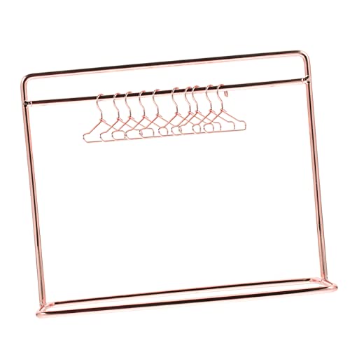 PartyKindom 1 Satz Mini-Aufhänger Puppe Miniatur Gestelle Mini-Garderobe Tücher Zubehör Anzeige Tuch klein Kleidung Mini-Kleiderbügel kleiderständer Dollhouse -Kleiderbügel Eisen Roségold von PartyKindom