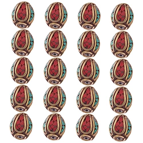 PartyKindom 1 Satz Nepal Messing Abstandshalter Perlen Mit Türkis Für Schmuckherstellung Handgefertigte Buddha Perlen Für Diy Projekte Antike Beads Für Bastelarbeiten 20 Stück von PartyKindom