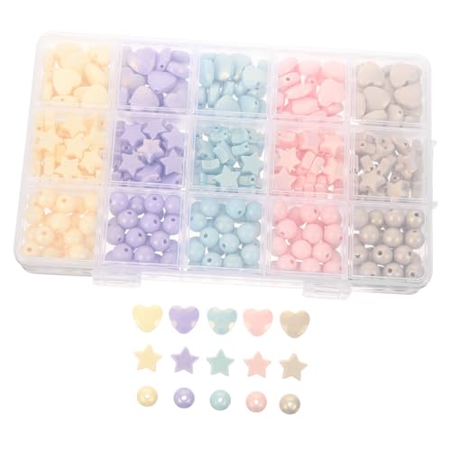 PartyKindom 1 Schachtel Acrylperlen für Schmuckherstellung Bunte DIY Perlen mit Stern Herz Rund Mix Spacer Perlen für Armbänder Halsketten Glatte Oberfläche Vielseitig für Basteln und PartyKindom 1 Schachtel Acrylperlen für Schmuckherstellung Bunte DIY Perlen mit Stern Herz Rund Mix Spacer Perlen für Armbänder Halsketten Glatte Oberfläche Vielseitig für Basteln und von PartyKindom