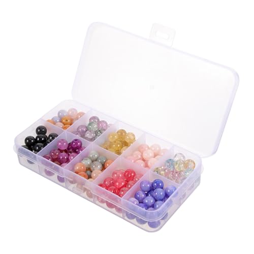 PartyKindom 1 Schachtel Bunte Glasperlen zum Auffädeln Runde Kleine Perlen für Armbänder Halsketten Schmuckherstellung DIY Bastelperlen Lose Glasperlen für Handwerk und Schmuck von PartyKindom