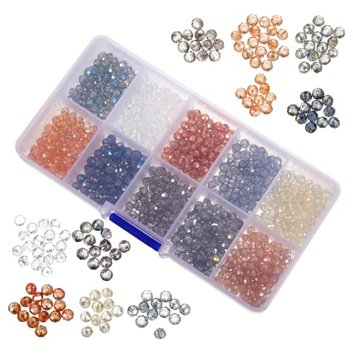 PartyKindom 1 Schachtel Facettierte Glasperlen Rund Auffädeln Bunte DIY Schmuckperlen für Armbänder Halsketten und Handwerksprojekte Vielseitig Verwendbar für Kreative Bastelideen von PartyKindom