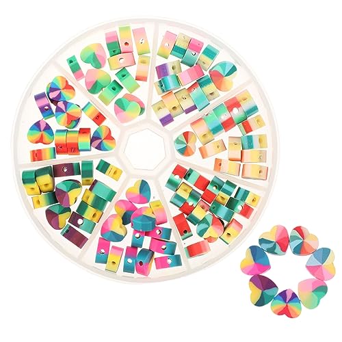 PartyKindom 1 Schachtel Farben Rainbow Herz Spacer Perlen DIY Schmuck Bastelperlen für Armband Halskette Ohrring Herstellung Leichte Langlebige Polymer Perlen PartyKindom 1 Schachtel Farben Rainbow Herz Spacer Perlen DIY Schmuck Bastelperlen für Armband Halskette Ohrring Herstellung Leichte Langlebige Polymer Perlen von PartyKindom