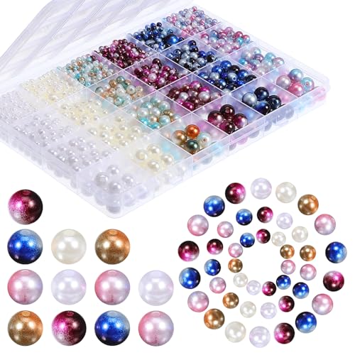 PartyKindom 1 Schachtel Pearl Beads Set für DIY Schmuckherstellung Lochperlen Verschiedenen Farben für Armbänder und Kreative Bastelprojekte von PartyKindom