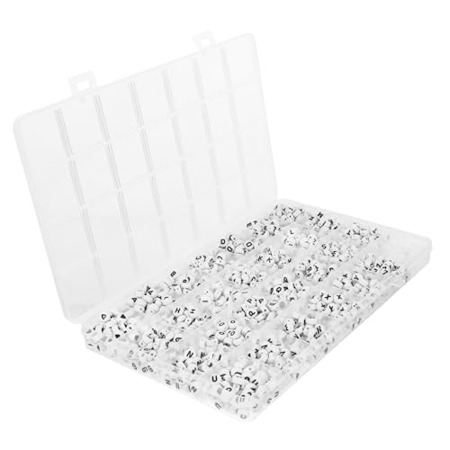 PartyKindom 1 Schachtel Teiliges DIY Buchstabenperlen Weiße Acryl Alphabetperlen mit Schwarzer für Armband Halskette Schmuckherstellung Bastelperlen für Kreative Schmuckgestaltung von PartyKindom