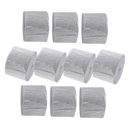 PartyKindom 10 Rollen Krepppapier Luftschlangen Silber Partydekorationen für Geburtstag Feier Festliche Streamer für Weihnachts Halloween-Feiern von PartyKindom