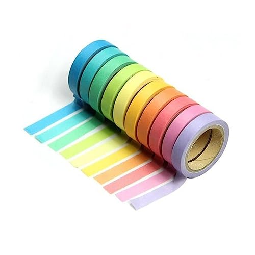 PartyKindom 10 Rollen Regenbogenband Buntes Washi-klebeband Farbige Washi-tapes Dekoratives Washi Tape Farbiges Abdeckband Farbiges Klebeband Bunte Washi-tapes Ästhetisches Washi-tape von PartyKindom