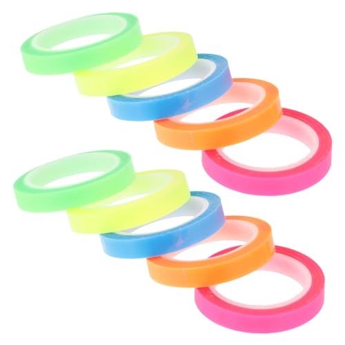 PartyKindom 10 Rollen Transparente Wasserfeste Markierungsbänder Abreißbare Haftnotizen für Buchannotation Farbige Highlight tapes für Schule Büro Lesen und Notieren von PartyKindom