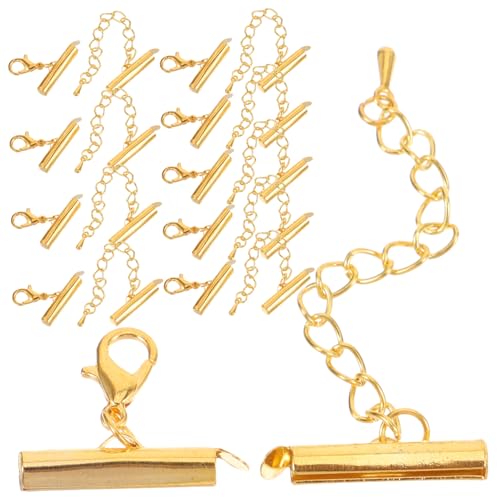 PartyKindom 10 Sätze Teiliges Endkappen Slide End Clasps für Schmuckherstellung Rutschfeste Rostbeständige Schmuckrohr Schieber Geeignet für DIY Armband Halskette Lederband Verschluss von PartyKindom