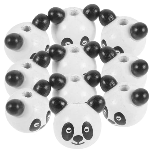 PartyKindom 10 Stück Bunte Holzperlen mit Tierkopf Design DIY Bastelzubehör für Kreative Schmuckherstellung für Armbänder und Schlüsselanhänger Panda Stil von PartyKindom