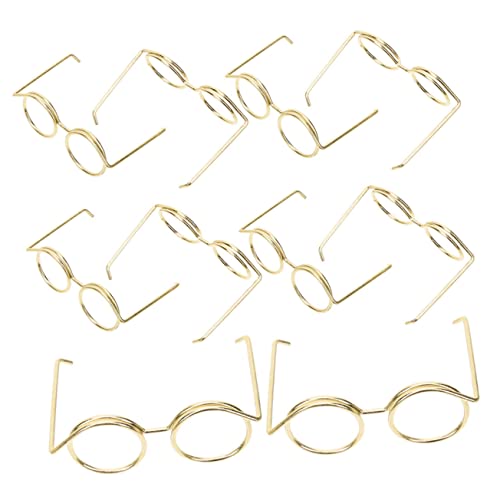 PartyKindom 10 Stück Mini-Brillenspielzeug klein Mini-Puppenbrillen-Requisiten Mini -Puppe Auge unser Form Miniatur-Puppenbrille Minibrille für Puppen Miniatur-Brille für Puppen Metall Golden von PartyKindom