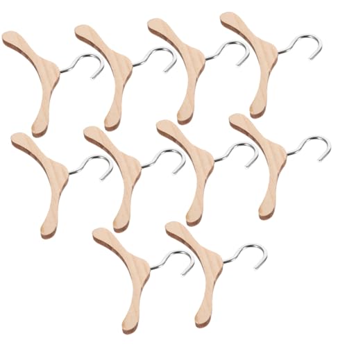 PartyKindom 10 Stück Mini -Holzkleidung Rack Kleiderbügel wiedergeborenes Puppenzubehör Puppen-Accessoire-Aufhänger Puppenkleidung Rack Kleidung für Puppen Bjd Bjd-Puppen Hölzern Hellbraun von PartyKindom