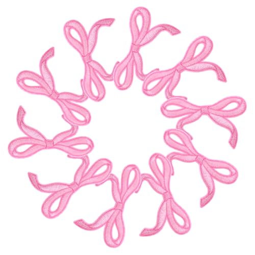 PartyKindom 10 Stück Pinker Schleifen Bügel Patches Niedliche Stickerei Applikationen für DIY Kleidung Hüte Taschen und Jacken für Kreative Nähprojekte von PartyKindom