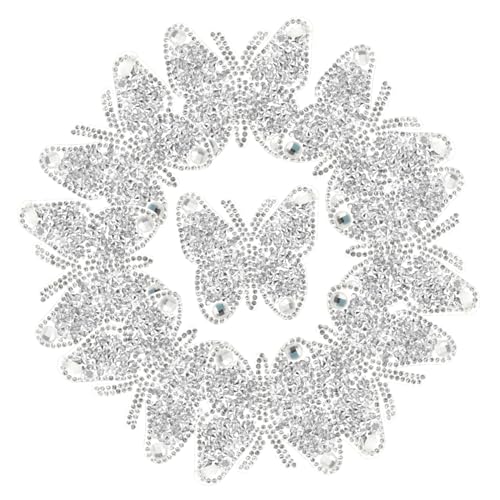 PartyKindom 10 Stück Selbstklebende Schmetterling Strass Patches Dekorative Aufbügelbare Kleidungsstücke Reparatur Stickerei Applikationen für Mantel DIY Nähflicken Zubehör von PartyKindom