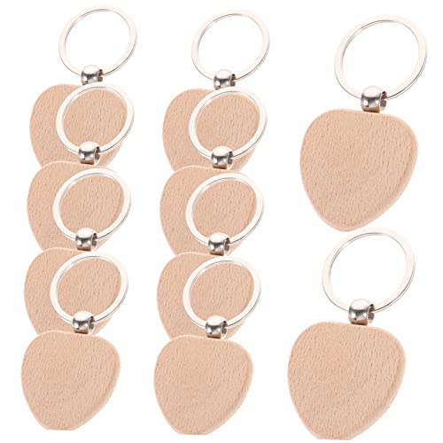 PartyKindom 10 Stück Teiliges DIY Holz Schlüsselanhänger Buchenholz Blanko für Kreative Bastelprojekte und Dekoration als Schlüsselanhänger oder Taschenanhänger von PartyKindom