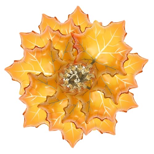 PartyKindom 10 Stück Teiliges Folienballons in Ahornblatt Form für Thanksgiving Party Dekorative Heliumgeeignete Ballons Gelb Herbstliche Festdeko für Fenster Wand Türen und Feierlichkeiten von PartyKindom