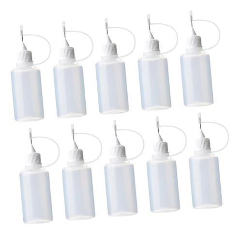 PartyKindom 10 Stück Teiliges Nadelflaschen Transparent mit Metallspitze Wiederverwendbare Quetschflaschen zum Präzisen Dosieren von Kleber Farbe und Flüssigkeiten für Bastel und DIY von PartyKindom