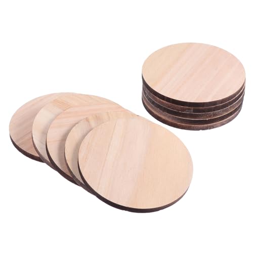 PartyKindom 10 Stück Teiliges Runde Holzscheiben Robuste DIY Holzplatten zum Basteln Naturbelassene Holzscheiben mit Glatter Oberfläche Leicht Bemalbar für Weihnachtsdeko und von PartyKindom