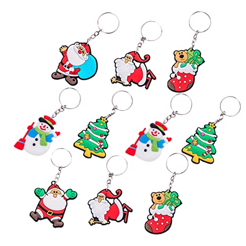 PartyKindom 10 Stück Teiliges Weihnachts Schlüsselanhänger Santa Claus aus Silikon und Metall Niedlicher Schneemann Schlüsselring Leichte Weihnachtsdeko und für Freunde von PartyKindom