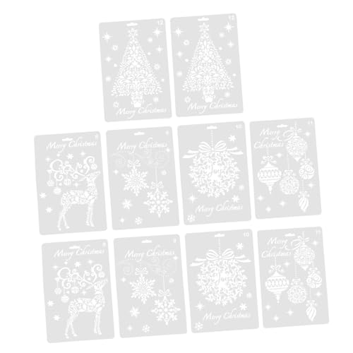 PartyKindom 10 Stück Teiliges Weihnachtsmotive Schablonen aus Flexiblem Kunststoff Wiederverwendbar Waschbar für DIY Bastelarbeiten Kreative Weihnachtsdekoration von PartyKindom