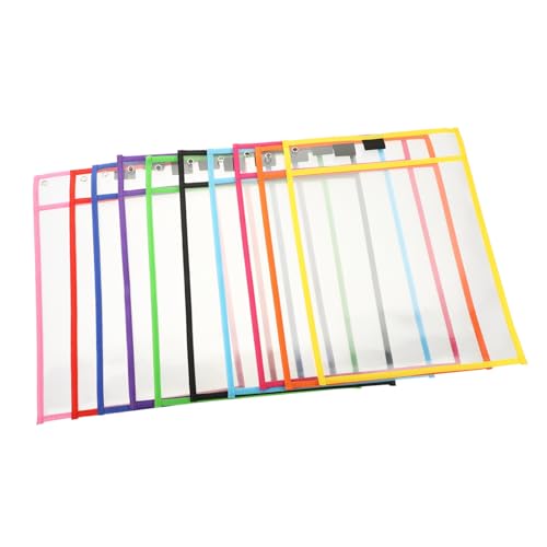PartyKindom 10 Stück Teiliges Wiederverwendbare Transparente Dry Erase Dokumententaschen aus Langlebigem PVC Abwischbare Schreibunterlagen für Schüler Praktische Schulbedarf Hüllen Schutz von PartyKindom