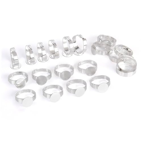 PartyKindom 10 Stück Verstellbare Ringrohlinge Silber Plattiert Nickelfrei Rund Lünette Basis für DIY Schmuck Zubehör Basteln Fingerring Basis PartyKindom 10 Stück Verstellbare Ringrohlinge Silber Plattiert Nickelfrei Rund Lünette Basis für DIY Schmuck Zubehör Basteln Fingerring Basis von PartyKindom