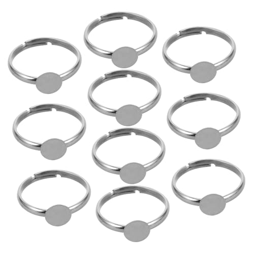 PartyKindom 10 Stück können den Ringunterstützung kleben verstellbarer Fingerring Schmuckbefund Herrenring aus Edelstahl Einfassungsfächer Flache Pad-Ablage Rostfreier Stahl Silber von PartyKindom