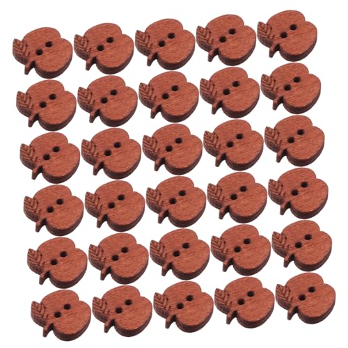 PartyKindom 100 Stück Apfelförmige Holzknöpfe Retro Doppel Design Natürliche Handgefertigte Knöpfe für DIY Basteln Nähen Kleidung Uniformen und Kreative Projekte von PartyKindom