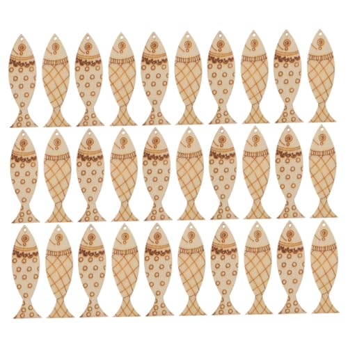 PartyKindom 100 Stück Bemalter Fischanhänger Holzausschnitte zum Basteln Holz Fisch Wanddekoration kreative DIY-Ornamente -Holzausschnitte Fischausschnitte aus Holz Pappelbrett von PartyKindom