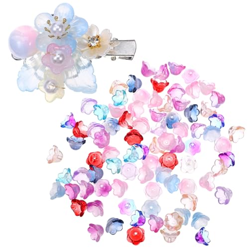 PartyKindom 100 Stück Blütenperlen Bunten Farben Stabile Schmuckperlen für DIY Armbänder Halsketten Ohrringe und Schlüsselanhänger Vielseitige Bastelperlen für Schmuckherstellung von PartyKindom