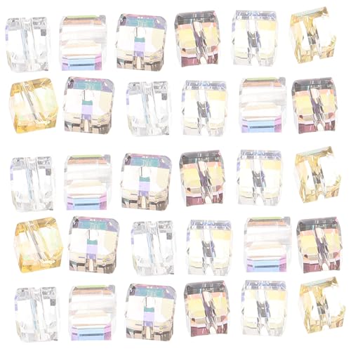PartyKindom 100 Stück Bunte Glasperlen für DIY Schmuckherstellung Quadratische Kristallglasperlen Abstandshalter für Armbänder und Mix Farben für Kreative Bastelprojekte von PartyKindom