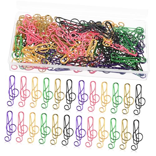 PartyKindom 100 Stück Bunte Noten Büroklammern Metall Kleine Farbige Musiknoten Clips für Büro Schule Dekoration und Organisation Langlebig Pet Beschichtet Multipurpose Zufällige Farbe von PartyKindom