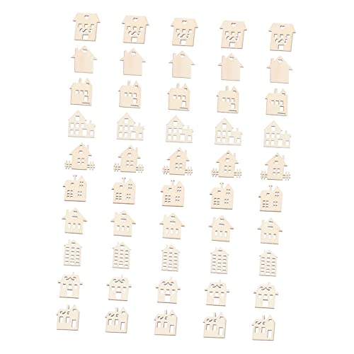 PartyKindom 100 Stück DIY Holzscheiben Hausform Holzplättchen zum Basteln Holzchips für Kreative Malprojekte und Eltern Junge Mädchen Aktivitäten Langlebig Glatt von PartyKindom
