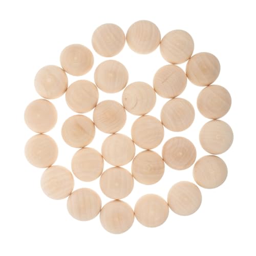 PartyKindom 100 Stück Holz Halbperlen Naturmaterial Bastelmaterial DIY Holzperlen Halbkugeln für Schmuck Dekoration und Handwerk von PartyKindom