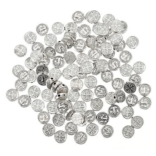 PartyKindom 100 Stück Kreuzperlen Sortierte Zahlen Schmuck Kreuz Kruzifix Charm Rosa Herstellung Großer Runder Perlen Für Kreuzanhänger Abstandsperlen Kreuzketten Perlen DIY Die von PartyKindom