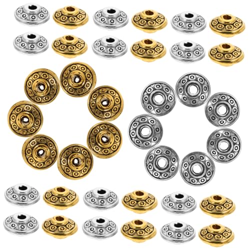 PartyKindom 100 Stück Legierung Vintage Spacer Perlen Ufo Form Abstandsperlen für DIY Schmuckherstellung Armband Halskette Bastelbedarf in Antik Silber und Antik Gold von PartyKindom