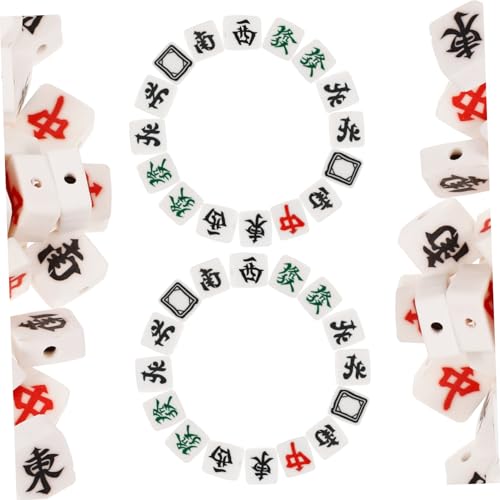 PartyKindom 100 Stück Mahjong-Perlen Schmuckperlen Schmuck-Tonperlen Formen stapelbar Spacer Halskettenperlen für die Schmuckherstellung armband herstellung kit perlen DIY-Perlen Polymer-Ton von PartyKindom