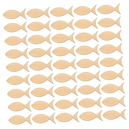 PartyKindom 100 Stück Massiver Fisch Aus Holz Party Fischhandwerk Unvollendet Klein Fischformen Diy -handwerk Fischverzierungen Graffiti-chip Dekorative Holzscheiben Diy-graffiti-scheiben von PartyKindom