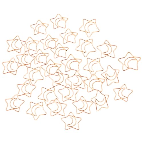 PartyKindom 100 Stück Metallklammern Roségold Mini Stern und Mondform Dekorative Büroklammern für Bastelprojekte Fotos und Dokumente Vielseitige Büroklammern für Alltag von PartyKindom