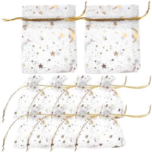 PartyKindom 100 Stück Organza Kordelzug Beutel mit Sternen und Mond Hochzeits und Geschenktüten für Süßigkeiten Schmuck und Kleine Weiße Glänzende Geschenkbeutel für Partys und Feiern PartyKindom 100 Stück Organza Kordelzug Beutel mit Sternen und Mond Hochzeits und Geschenktüten für Süßigkeiten Schmuck und Kleine Weiße Glänzende Geschenkbeutel für Partys und Feiern von PartyKindom