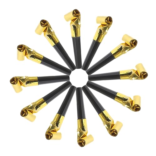 PartyKindom 100 Stück Partystimmung Weht Drache Schlag Geräuschmacher Streich Dekoration Drucklufthörner Laut Hersteller Blowouts Krachmacher Musikalischer Blasmusiker Noisemaker Golden P.s von PartyKindom