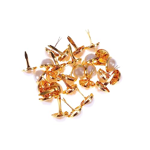 PartyKindom 100 Stück Perl Zweibeinige Nägel Runden Basteln Hochzeit Befestigungselemente Brads Für Das Handwerk Herstellung Nagelperlen Diy-brad Zubehör Scrapbooking-brads Dekoration Golden von PartyKindom