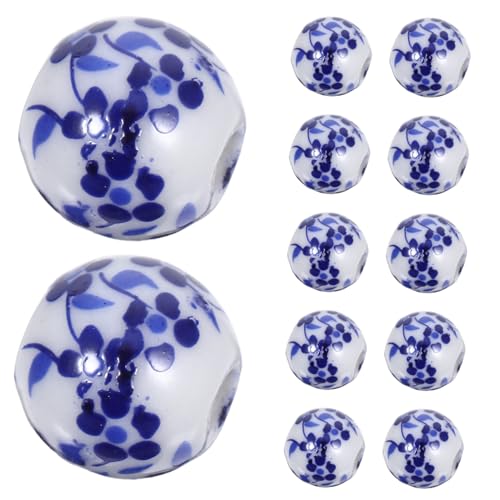 PartyKindom 100 Stück Porzellanperlen: Keramik-abstandshalterperlen Mit Blumenmuster, 12 Mm Durchmesser, Für Diy-schmuckherstellung, Armbandherstellung, Zubehör, perlenset PartyKindom 100 Stück Porzellanperlen: Keramik-abstandshalterperlen Mit Blumenmuster, 12 Mm Durchmesser, Für Diy-schmuckherstellung, Armbandherstellung, Zubehör, perlenset von PartyKindom