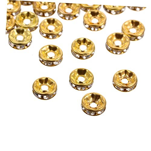 PartyKindom 100 Stück Rondelle Spacer Beads Glitzernde Strassperlen für Schmuckherstellung Handgemachte DIY Bastelperlen Gold Weiß für Armbänder Ohrringe und Dekorationen PartyKindom 100 Stück Rondelle Spacer Beads Glitzernde Strassperlen für Schmuckherstellung Handgemachte DIY Bastelperlen Gold Weiß für Armbänder Ohrringe und Dekorationen von PartyKindom