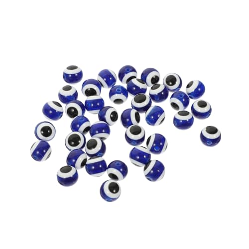 PartyKindom 100 Stück Runde Evil Eye Perlen mit Bohrung Leichte Kunststoff Charms für DIY Armbänder Ohrringe Schmuckherstellung Bastelperlen für Kreative Handarbeiten von PartyKindom